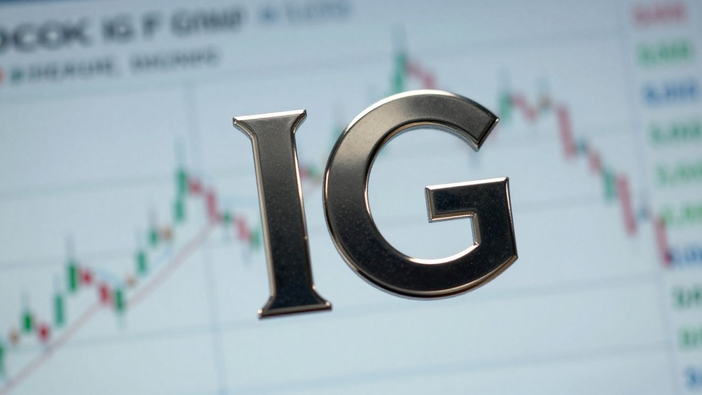 IG Group logo with financial data background.