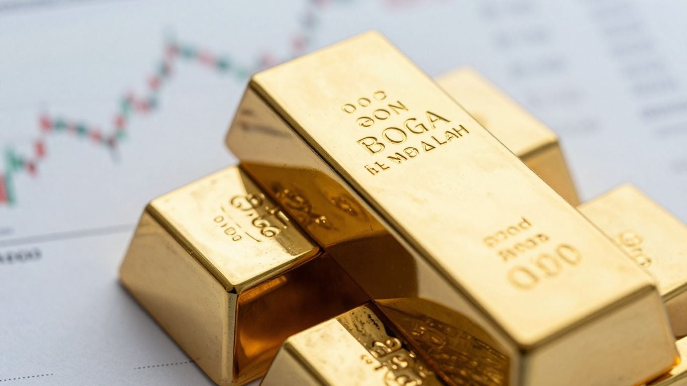 Golden bar with financial market background