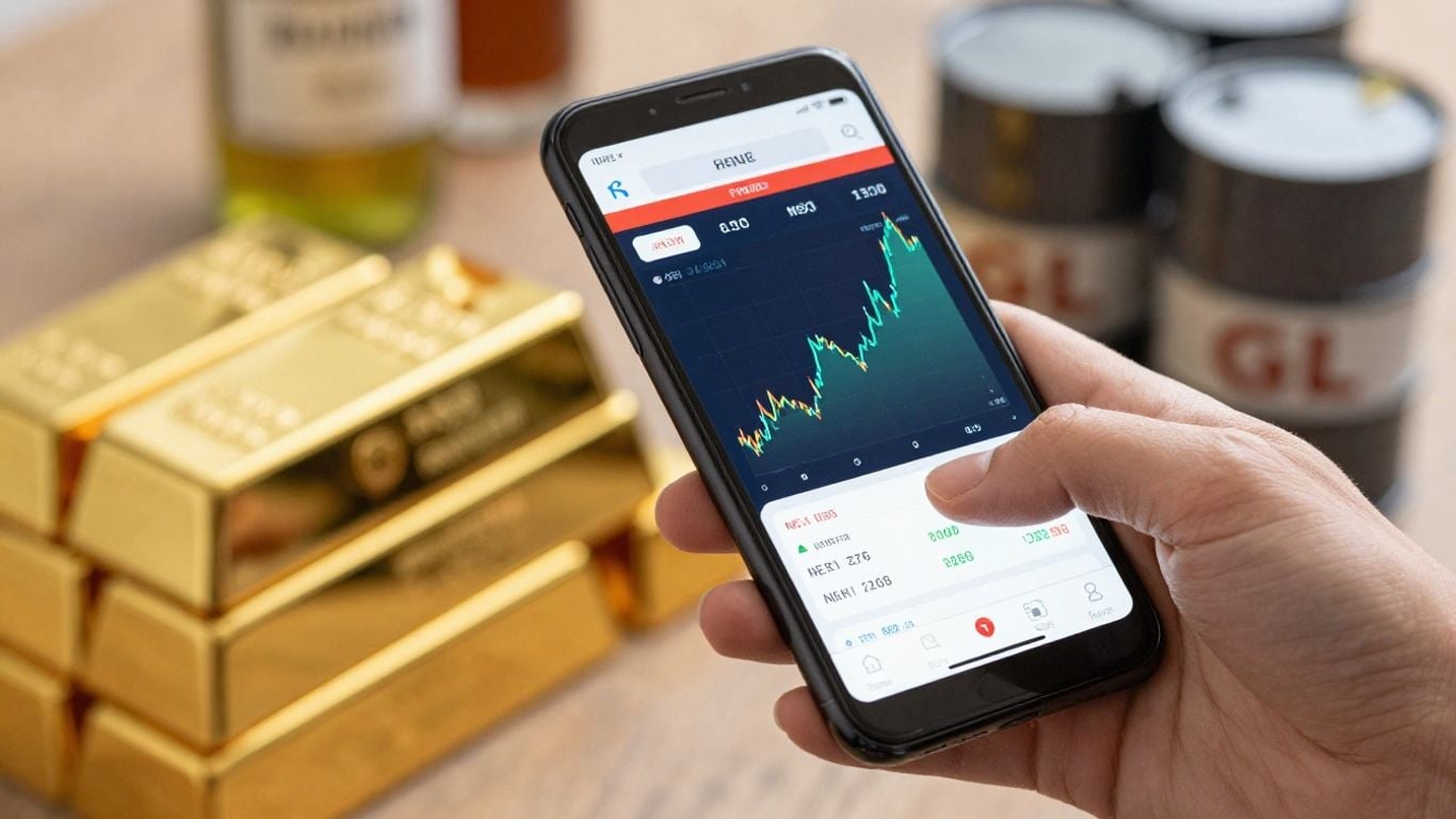 Commodities trading platform on a smartphone screen.