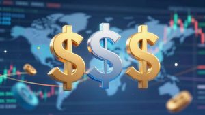 Forex trading currency symbols intertwined for profit.