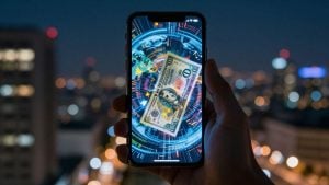 Forex trading app on a smartphone.