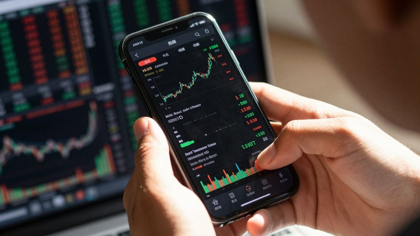 Daytrading broker interface on a smartphone screen.