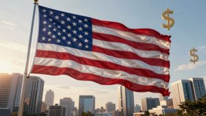 USA Forex trading brokers financial markets dawn cityscape