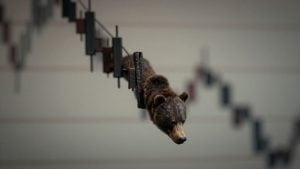 Bearish candle pattern in a photographic style.