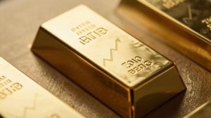 Gold bar with upward trend pattern