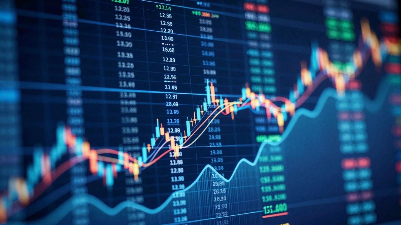 Abstract financial market trading flow visualization