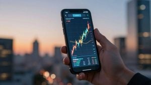 Forex trading success concept with global market imagery.