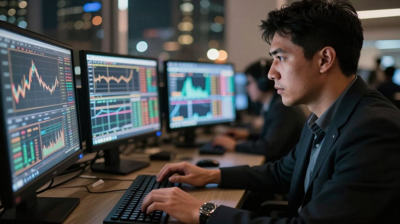 Day trader focused on market action, aiming for profit.