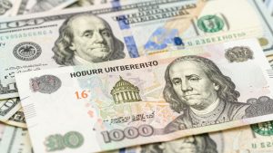 Russian Ruble and US Dollar currency exchange