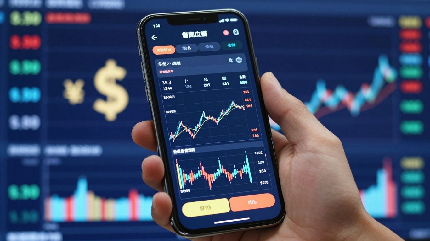 Forex trading interface on a smartphone screen.